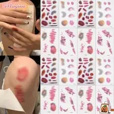 MAGICO 1/4 Pcs Cosplay Braço Tornozelo Cicatriz Tatuagem Adesivos , Feridas Realistas Contuindo Tatuagens Temporárias ,