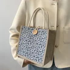 Sacola NARCISSUS , Bolsa Reutilizável Para Transporte De Mão Casual De Linho Francesa Nas Axilas Meninas