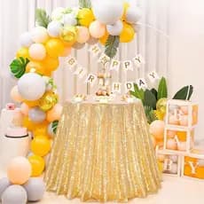 Toalha De Mesa De Lantejoulas NARCISSUS , Capa Redonda Brilhante De Cor Sólida , Com Glitter De Poliéster