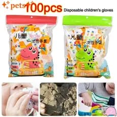 PETS1 Luvas Descartáveis De 100 Unidades , Infantis De Qualidade Alimentar De Embalagem Independente De Pintura PE
