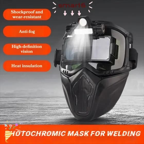 Capacete De Soldagem Com Escurecimento Automático SMART , Tipo Integrado Equipado Protetor De Soldador De Faróis