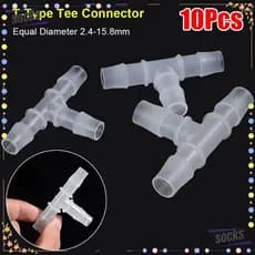 Meias 10 Peças Conector T Tipo , De Plástico De 3 Vias De Diâmetro Igual , Acessórios Macios De Mangueira PP PE De 1.6-1