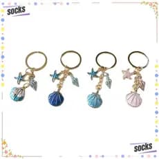 Chaveiro De Concha De Meias , Oceano Esmaltado Em Tom Dourado , Decoração De Bolsa De Liga Inspirada No Mar Com Pingente
