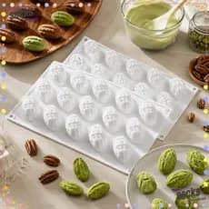 Molde De Cozimento De Meias , Bolo De Mousse De Liberação Fácil Antiaderente Chocolate Em Forma De Noz-Pecã De Pistache