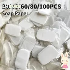 TIME1 20/50/60/80/100pcs Fatia De Lavagem De Mãos , Papel De Sabão Perfumado Limpo Para Banho , Comprimidos Portáteis