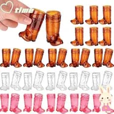 TIME1 10Pcs Óculos De Cowboy Ocidental , 1 Oz Mini De Plástico , Copos Criativos Transparentes Para Bebidas BBQ Party