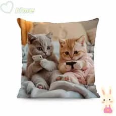 TIME 1PC Capa De Almofada , De Gato Fofa De Desenho Animado Com Bolha De Dormir Padrão Criativo Impressa Simples