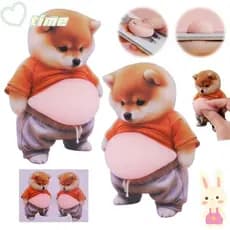 Adesivos TIME Shiba Inu , De Barriga De Cachorro Com Fundo Rosa Macio , Espremíveis