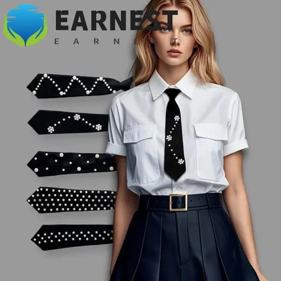 Gravata De Pérolas EARNEST , Longa Preta Estilo Coreano Com Contas À Mão , Borlas , Gargantilha , Decoração , Camisa