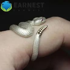 EARNEST Anel De Cobra De Prata Acessórios Masculinos Festa Personalidade Animal Estilo Rua Artesanal Joias Hip Hop