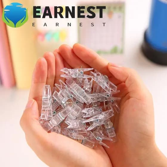 EARNEST 20 Pçs/Caixa Tachas De Polegar , Mini Pinos De Clipe Transparente DIY , Reutilizáveis Convenientes Com Clipes