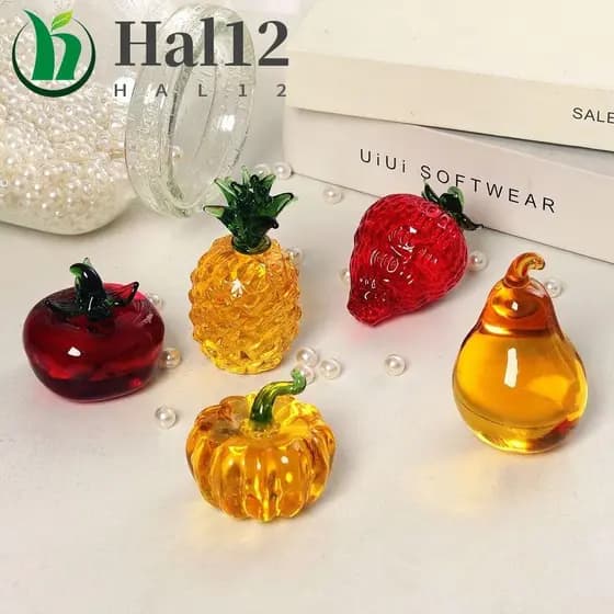 Enfeites De Frutas De Morango De Abóbora HALB , Decoração Artificiais De Artesanato Em Vidro
