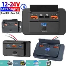 Adaptador De Tomada Para Carregador De Carro , 12V , 24V , 4 Portas , Com Interruptor , PD QC3.0 , À Prova D'água , 2/3/
