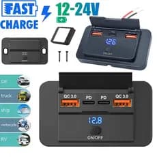 3.1A QC 3.0 Duplo USB Carregador De Carro Tomada Adaptador Montagem Em Painel De Carregamento Para 12V 24V Moto Barco Ôn