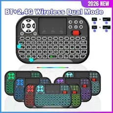 BT5.2 E 2.4G Mini Teclado De Modo Duplo RGB Retroiluminado Pequenos Teclados Sem Fio Portátil Para PC Smart TV BOX