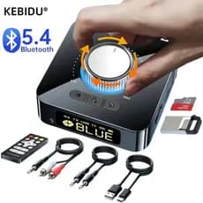 Bluetooth 5.4 Transmissor De Áudio Receptor 3.5mm AUX RCA TF/U-Disk Jack Estéreo Adaptador Sem Fio Display LED Controle