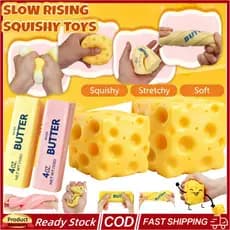 (Enviar Em 12H) Simular Queijo Squish Toy Butter Stick Squishy Toys Soft Slow Rising Squeeze Fidget Comida Realista Sens