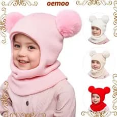 OEMOOEN Chapéu Balaclava Infantil Pompom Lã Proteção Ouvido Inverno Crianças Meninos Meninas