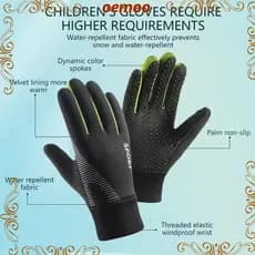 OEMOOEN Luvas Quentes Infantil Impermeáveis à Prova de Vento Antiderrapante Silicone Dedo Completo Inverno