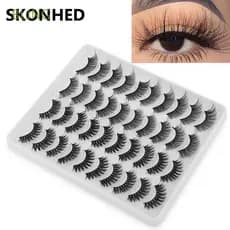 BLING 20 pares/conjunto cabelo de vison Pestanas falsas Feito à mão ferramentas de maquiagem dos olhos