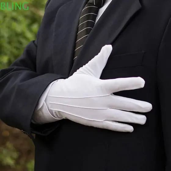 Luvas Formais De Algodão BLING , Branco Para Etiqueta Hidratante À Mão Finas Dirigir
