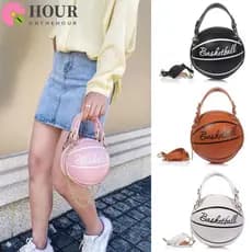 HOUR Bolsa Transversal De Couro Feminina Com Formato De Bola De Basquete/Futebol