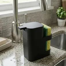 Dispenser De Pia Porta Detergente e Esponja Multiuso 600ml Preto - Soprano