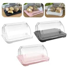 Porta Pão Bolo De Plastico Com Tampa Retrátil Transparente Retangular e Porta Faca 38x18cm - Uz