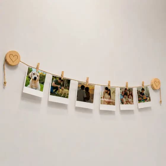 Varal Mini Fotos Mural Cordão Sisal Decorativo Personalizado + Pregadores