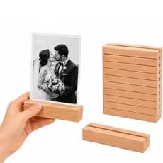 Kit 10 / 15 / 20 / 30 / 40 / 50 Suportes Porta Retrato Base De Madeira 8x2cm Decoração Lembrancinha
