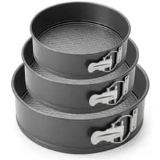 Conjunto Forma Assadeira Antiaderente Redondas com Fundo Removível para Bolos e Tortas 24 26 e 28cm