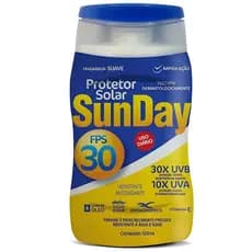 Protetor Solar FPS 30 Sunday Sem Óleo Hipoalérgênico Toque Suave 120ml