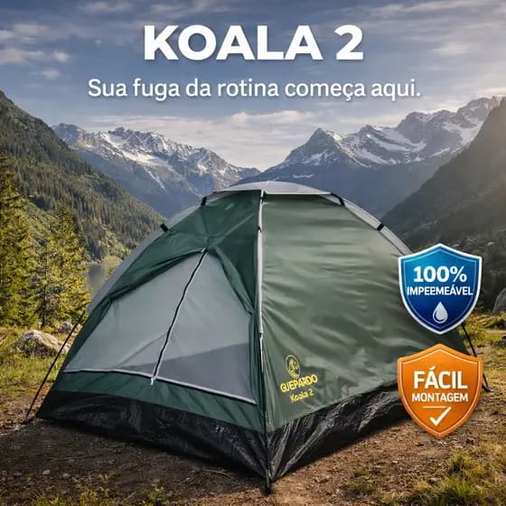 Barraca de Camping Guepardo Koala 2 Pessoas Impermeável Leve Fácil Montagem Trilha Camping