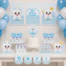 Kit Festa Só um Bolinho Meu Primeiro Dentinho Personalizado | Mesversário - Festa em Casa