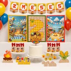 Kit Festa Junina Só um Bolinho Personalizado | Mesversário | Decoração Arraiá Infantil