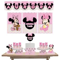 Kit Festa Só um Bolinho Decoração Minnie Baby Mesversário