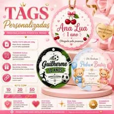 Tags Personalizadas | Fazemos Qualquer Tema | Sacolinhas para Lembrancinhas | Tag 5cm