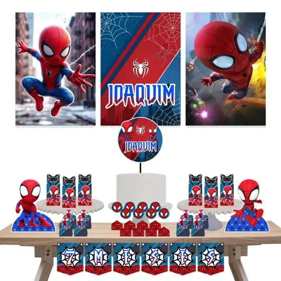Kit Decoração Só um Bolinho Homem Aranha Baby Festa em Casa