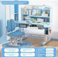 Conjunto Mesa Cadeira Infantil Escrivaninha Móveis Quarto