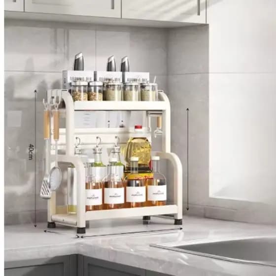 Tempero de cozinha multifuncional, suporte para utensílios de cozinha, prateleira multicamadas