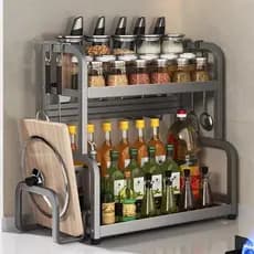 Tempero de cozinha multifuncional condimento utensílios de cozinha rack de armazenamento rack de de 2 camadas -PJ2021