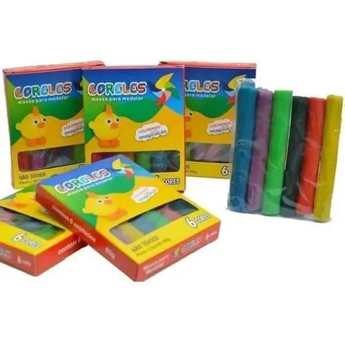 50 Cxs Massinha de Modelar - 6 Cores 65gr