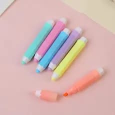 Mini Marca Texto em Formato de Lapis e com Carimbo na Ponta com 6 Unidades Marca Texto Multiuso Escolar - HE41302