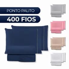 Jogo de Lençol Casal 4 Peças 400 Fios Ponto Palito Cama Box - SOLTEIRO - QUEEN