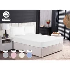 Jogo de Lencol Casal Queen Size 3 peças para Cama Box Algodão Lençol de Baixo Elastico e Fronha