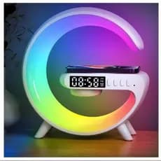 Caixinha de Som G Speaker  Cor Branca com relógio luminária Bluetooth Inteligente.