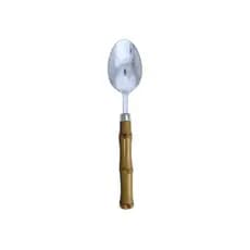 Kit 6 colheres Cabo De Bambu Conjunto Talheres Aco Inox