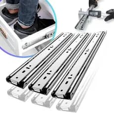 6 Corrediça Telescópica H40 45cm 3 PAR 450mm Reforçada Resistente 40KG Trilho Gaveta Móveis Armário Galvanizado 3 Pares