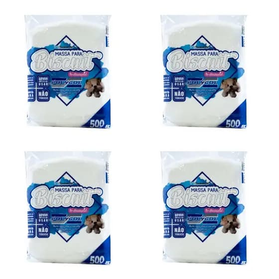 Kit 4 Massas Para Biscuit Branca 90gr Polycol
