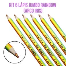 Kit 6 Lápis de Cor Jumbo Rainbow Arco Iris Tris